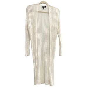 Express Open Front Cardigan‎ Sweater Womens M White Long Sleeve Knit